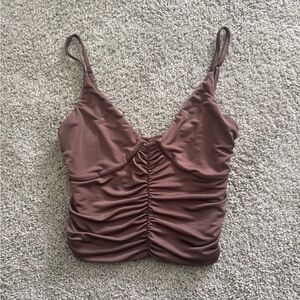 I.AM.GIA Ruched V-Neck Cami in Brown